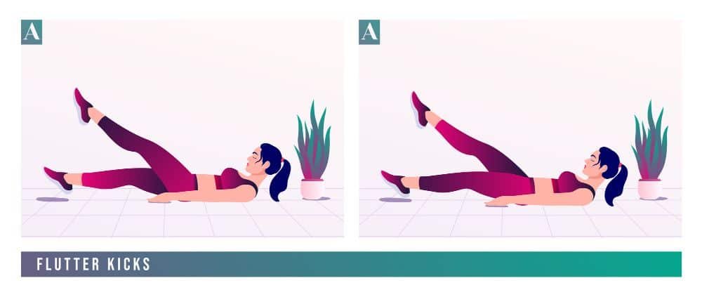 FLUTTER KICKS exercise, Women workout