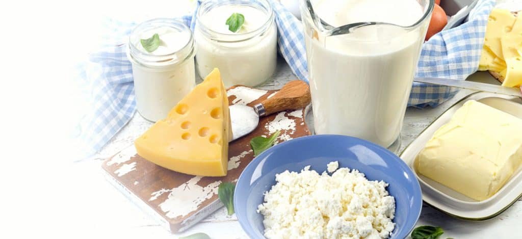 Dairy products on table
