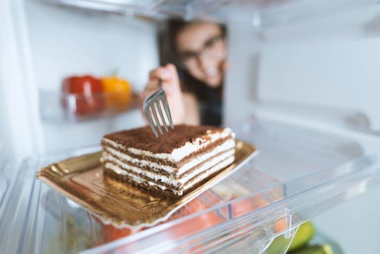 Delicious dessert in the fridge