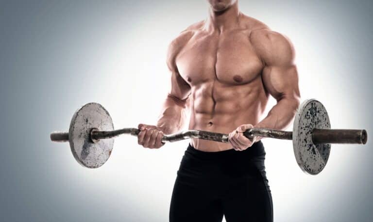 Young bodybuilder with barbell