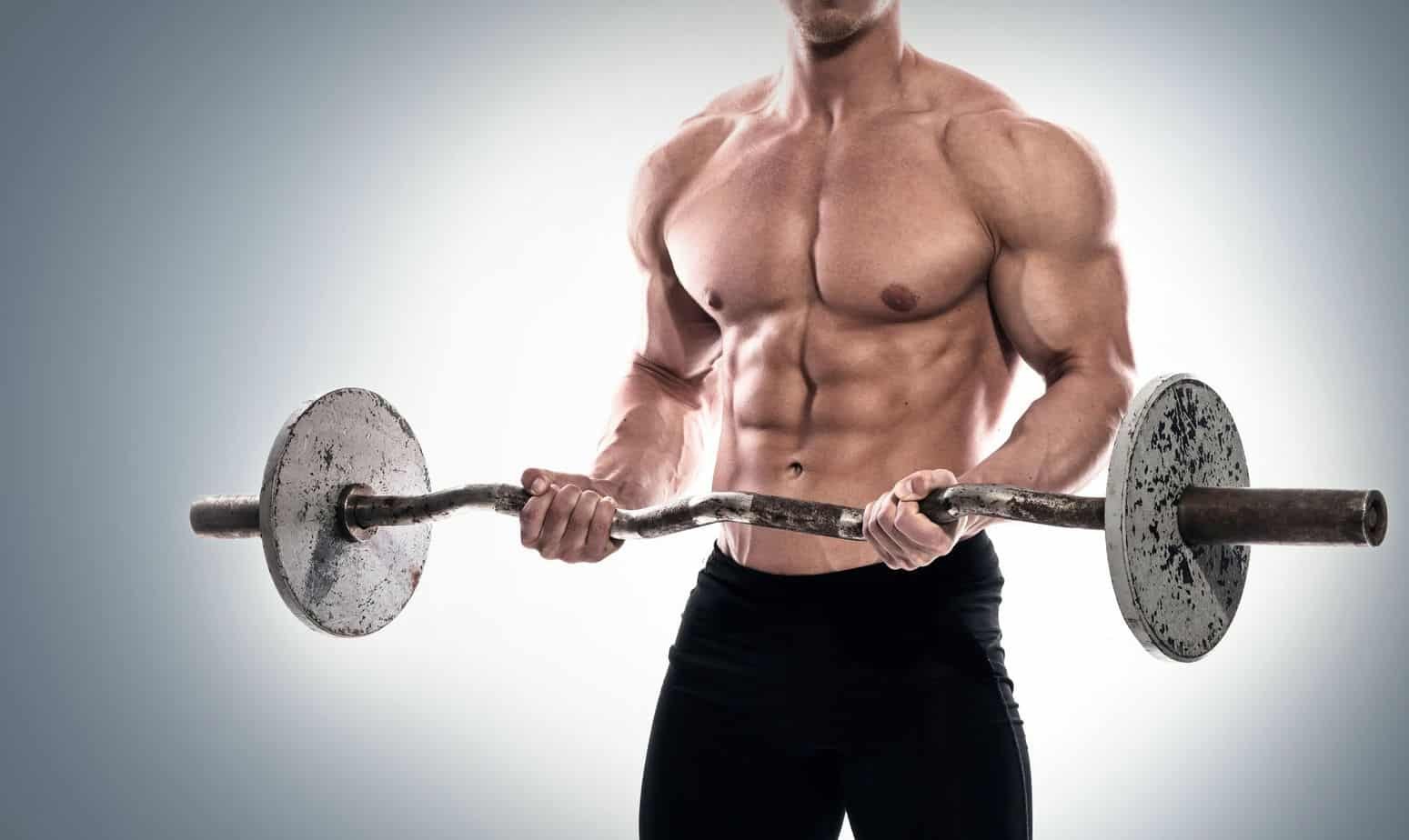 Young bodybuilder with barbell