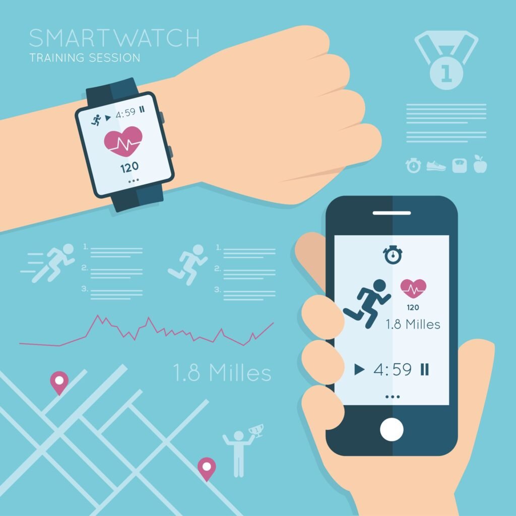The Rookie's Guide to Running: Tips for New Runners 3 Wearable.Running app on the screen of mobile phone and smartwatch