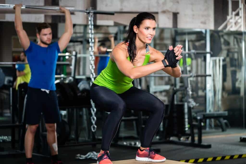 Group of men and women in functional circuit training 