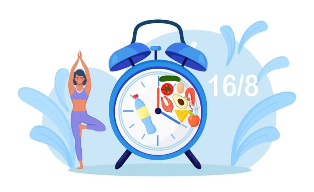 Intermittent Fasting And Exercise: Finding the Right Balance for Sustainable Results 2 Girl stand balanced in tree pose waiting for time to eat