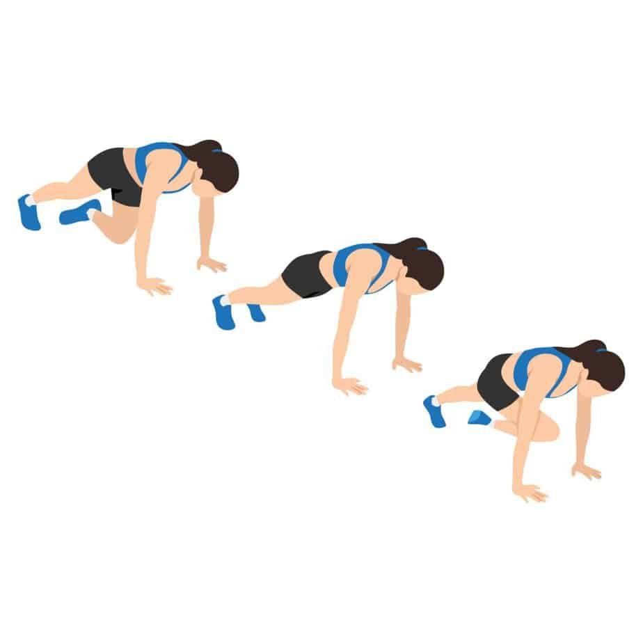 The No-Excuse Workout: Bodyweight Cardio Exercises for Any Time, Anywhere 4 Woman doing Mountain climber twist exercise.