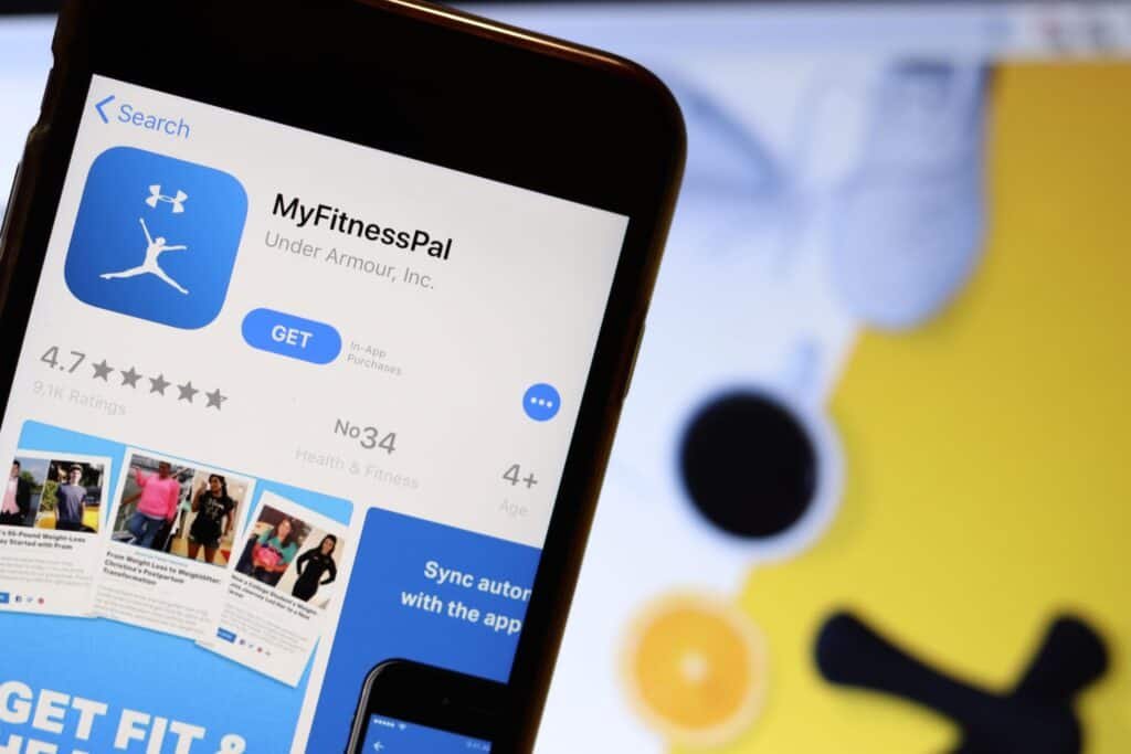 Getting Fit from Your Phone?The Best Health and Fitness Apps 3 Mobile phone with MyFitnessPal app store icon on screen close up