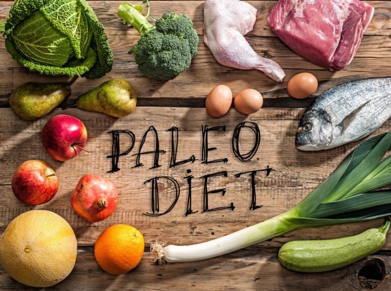 Paleo diet concept with Raw healthy dieting products
